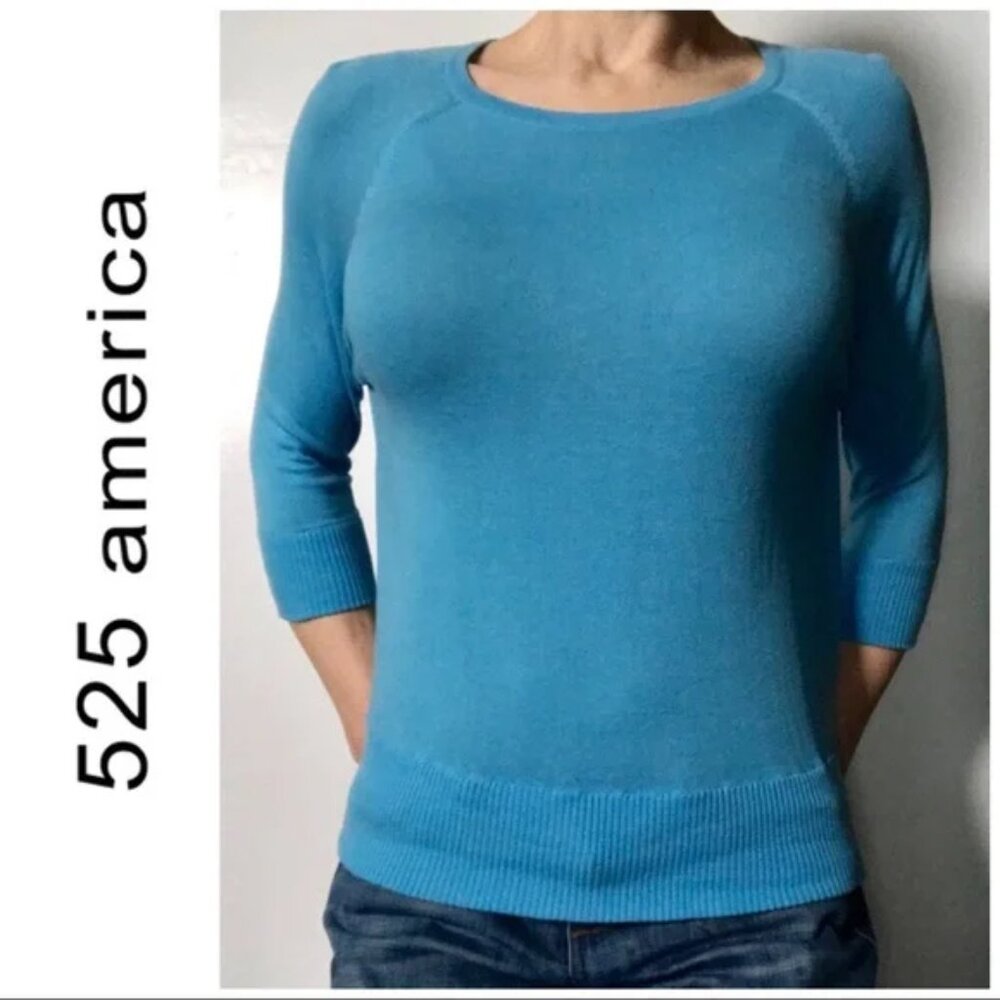525 America Light Blue 3/4 Sleeve Sweater Spring Sweater, Sz S, NWT